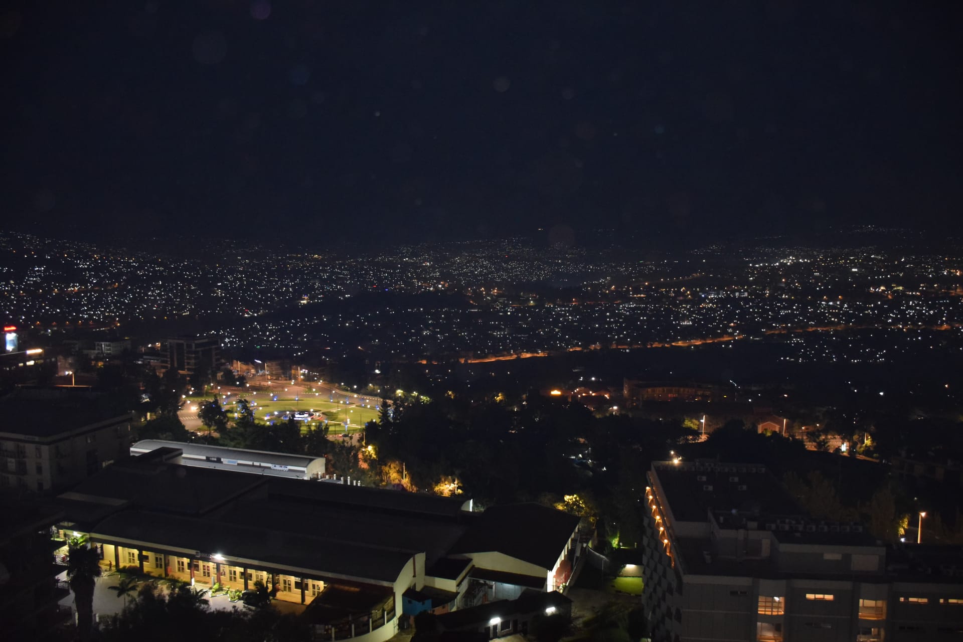 Kigali after dark, seen from the Kimihurura ridge