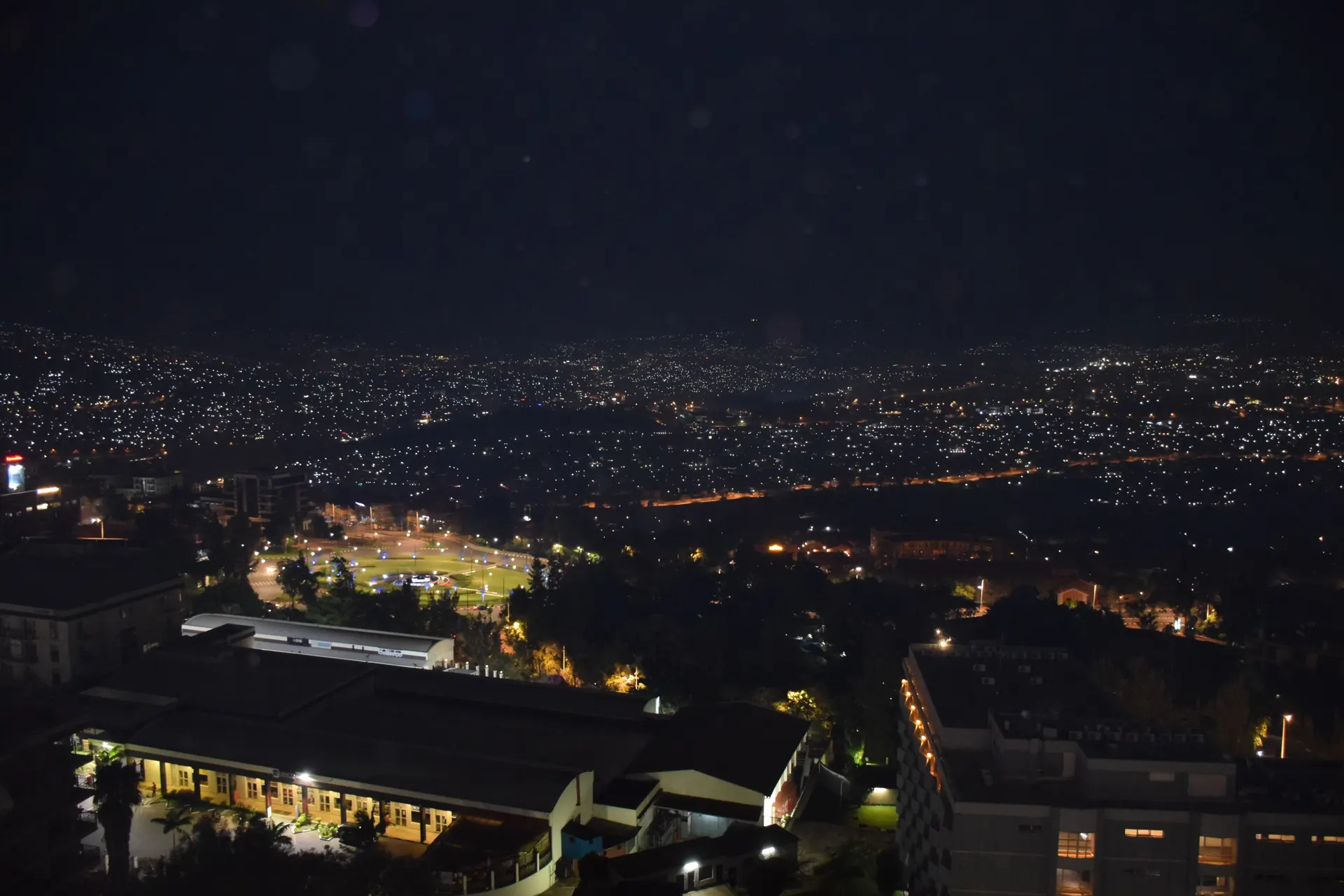 Kigali after dark, seen from the Kimihurura ridge
