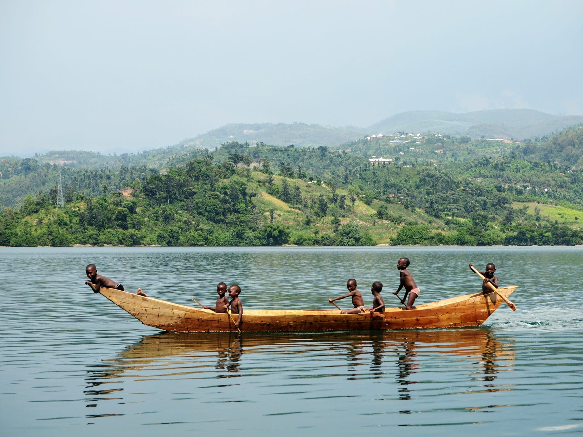 Lake Kivu in flat morning light