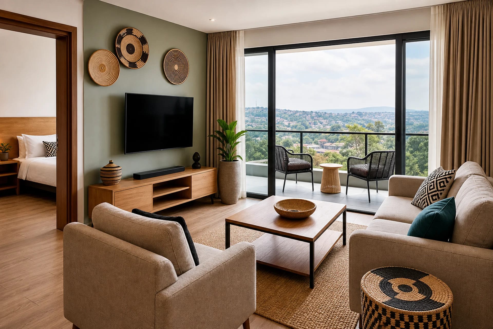 A serviced apartment interior at Orchard Row Suites